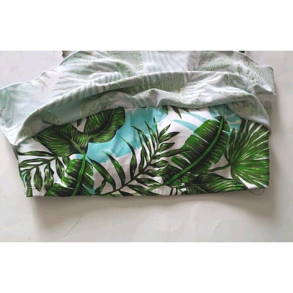BCBG PARIS Scarf Top Bikini Top Size Medium Green Palm Leaf Swim Tropical New - Picture 6 of 7